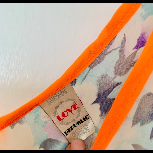 Neon Orange Floral Top - Picture 3 of 7